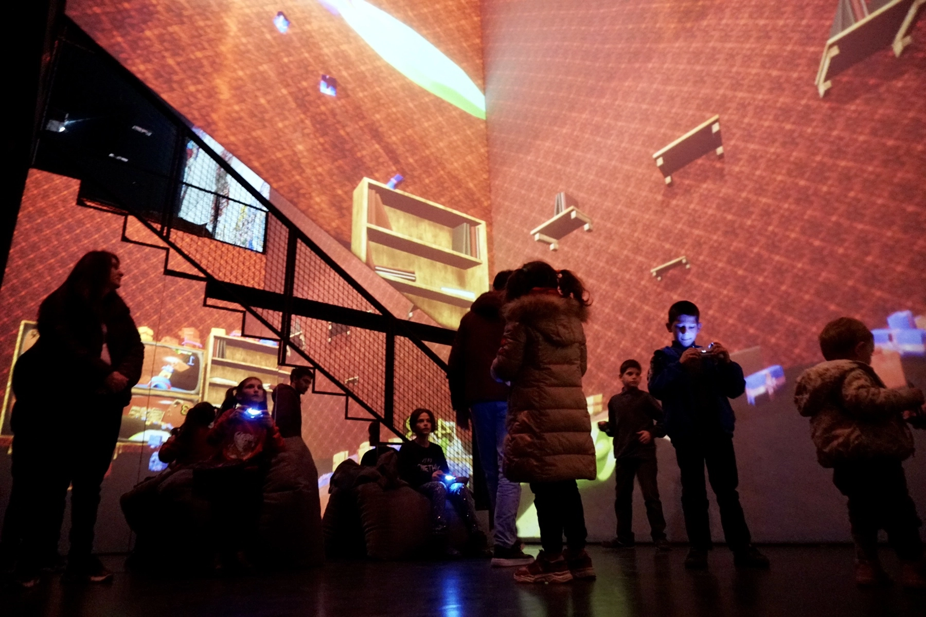 Children solving interactive educational games at Holoseum Digital Museum, Tbilisi